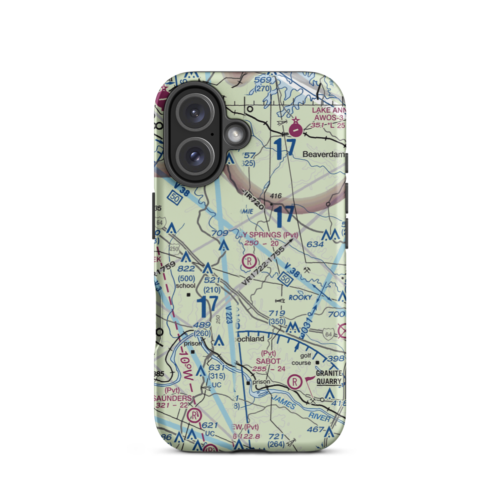 Holly Springs Airport (80VA) VFR Sectional  Tough iPhone Case iPhone 16 model shown