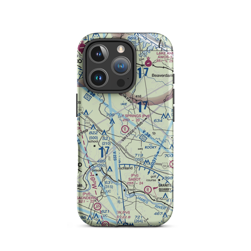 Holly Springs Airport (80VA) VFR Sectional  Tough iPhone Case iPhone 16 Pro model shown