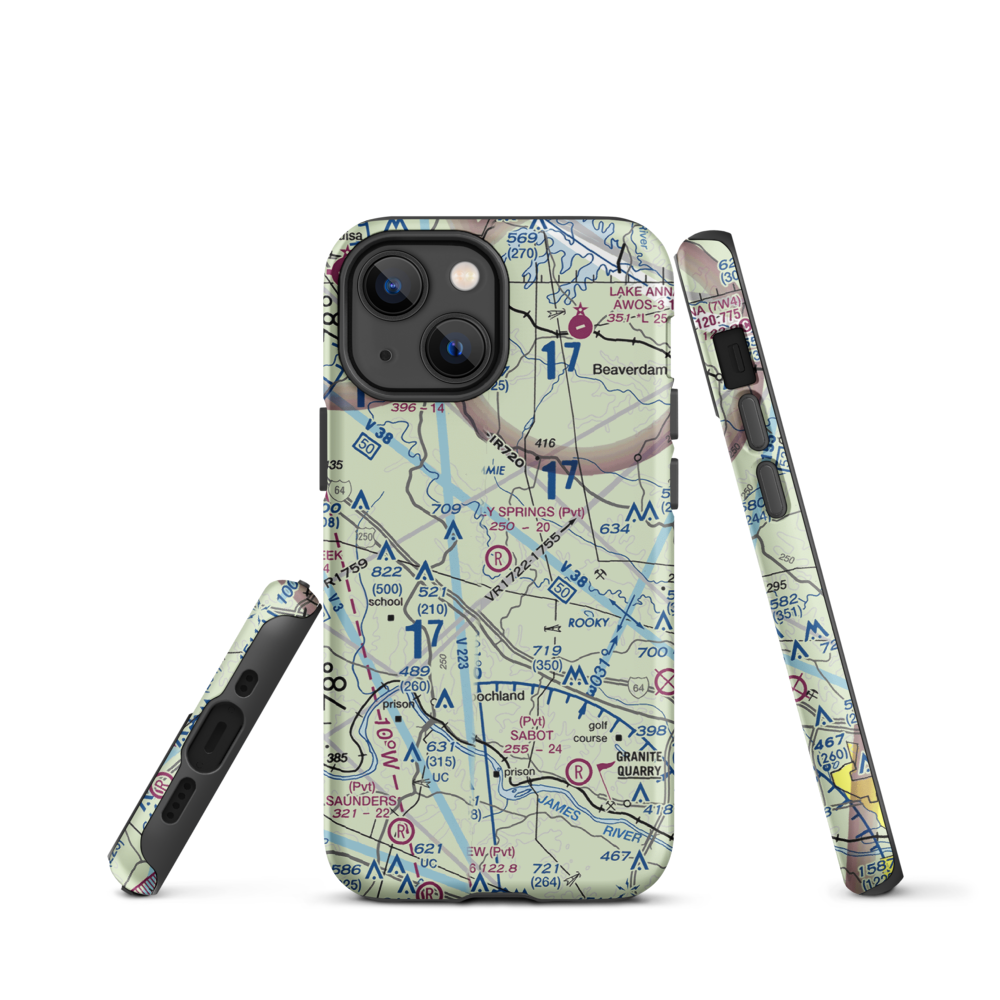 Holly Springs Airport (80VA) VFR Sectional  Tough iPhone Case iPhone 13 mini model shown