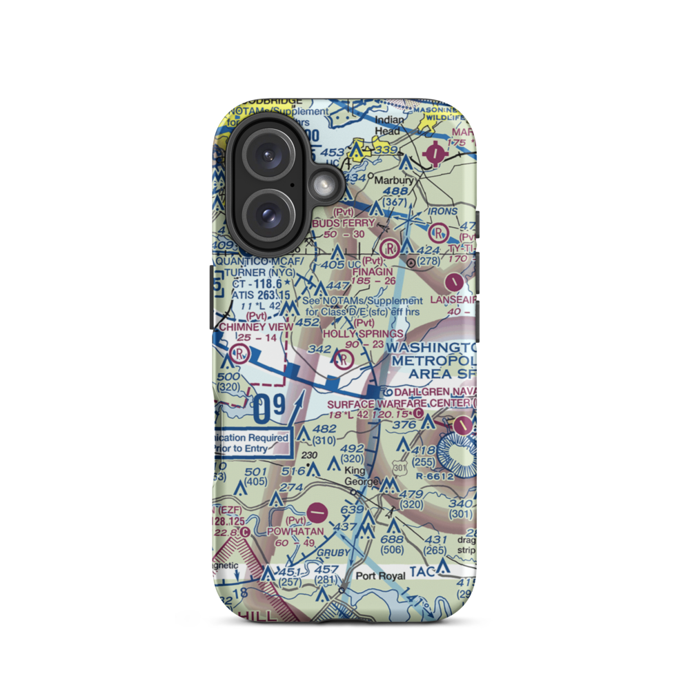Holly Springs Farm Airport (MD55) VFR Sectional  Tough iPhone Case iPhone 16 model shown