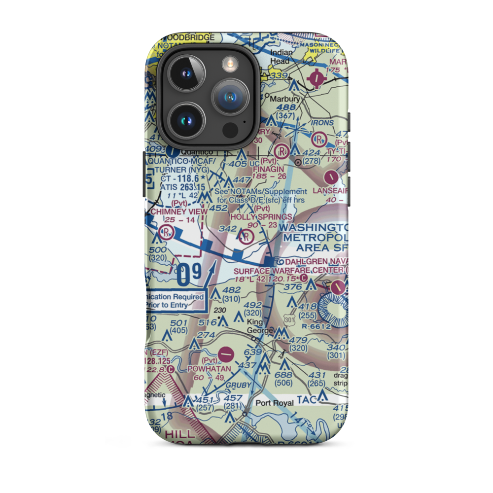 Holly Springs Farm Airport (MD55) VFR Sectional  Tough iPhone Case iPhone 16 Pro Max model shown