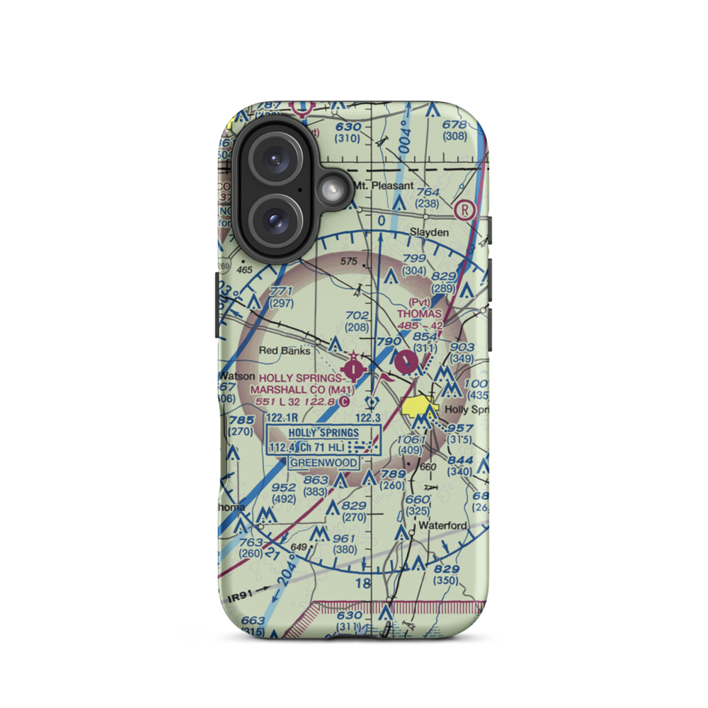 Holly Springs Marshall County Airport (M41) VFR Sectional  Tough iPhone Case iPhone 16 model shown