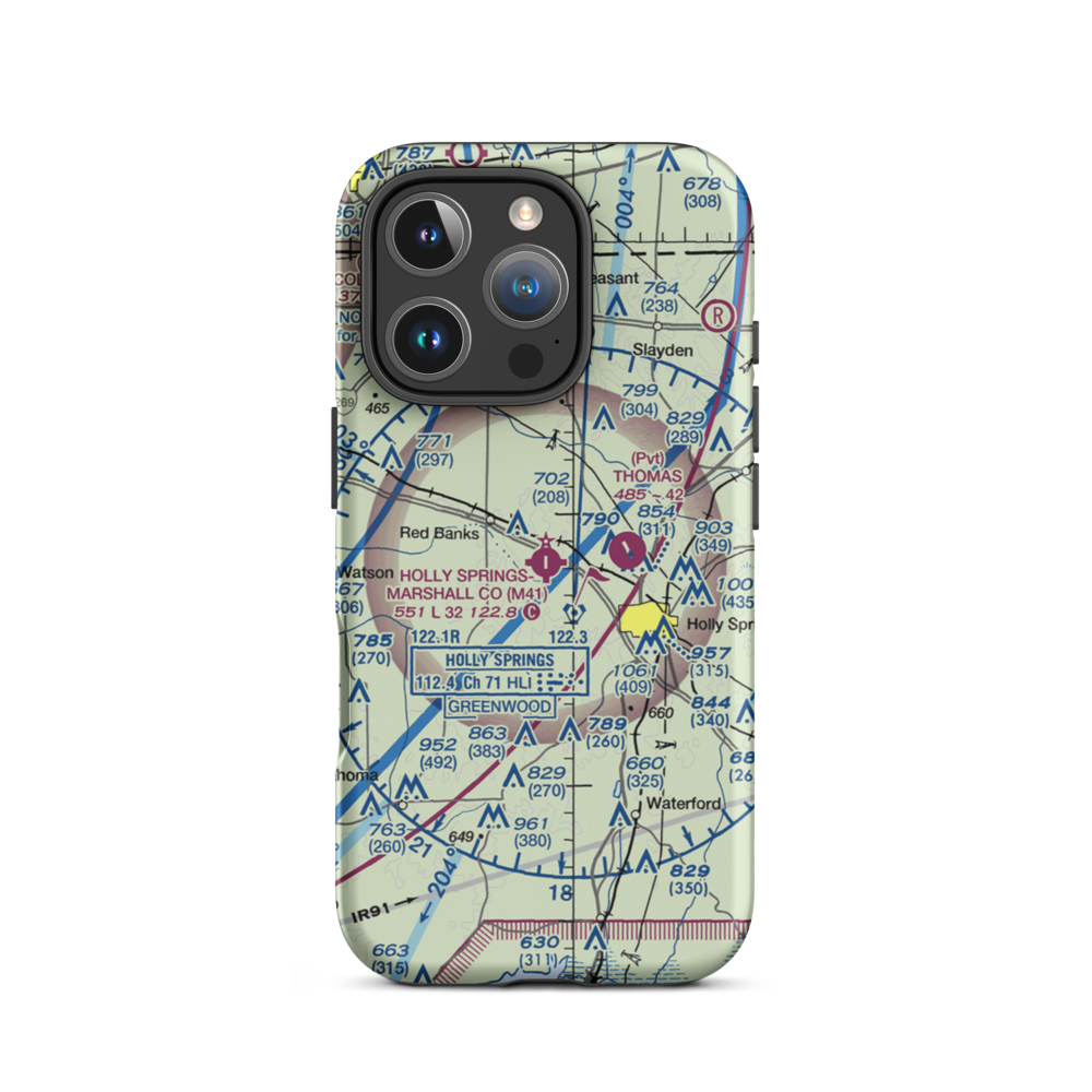 Holly Springs Marshall County Airport (M41) VFR Sectional  Tough iPhone Case iPhone 16 Pro model shown