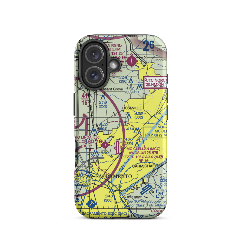 Holtsmans Airport (CA16) VFR Sectional  Tough iPhone Case iPhone 16 model shown