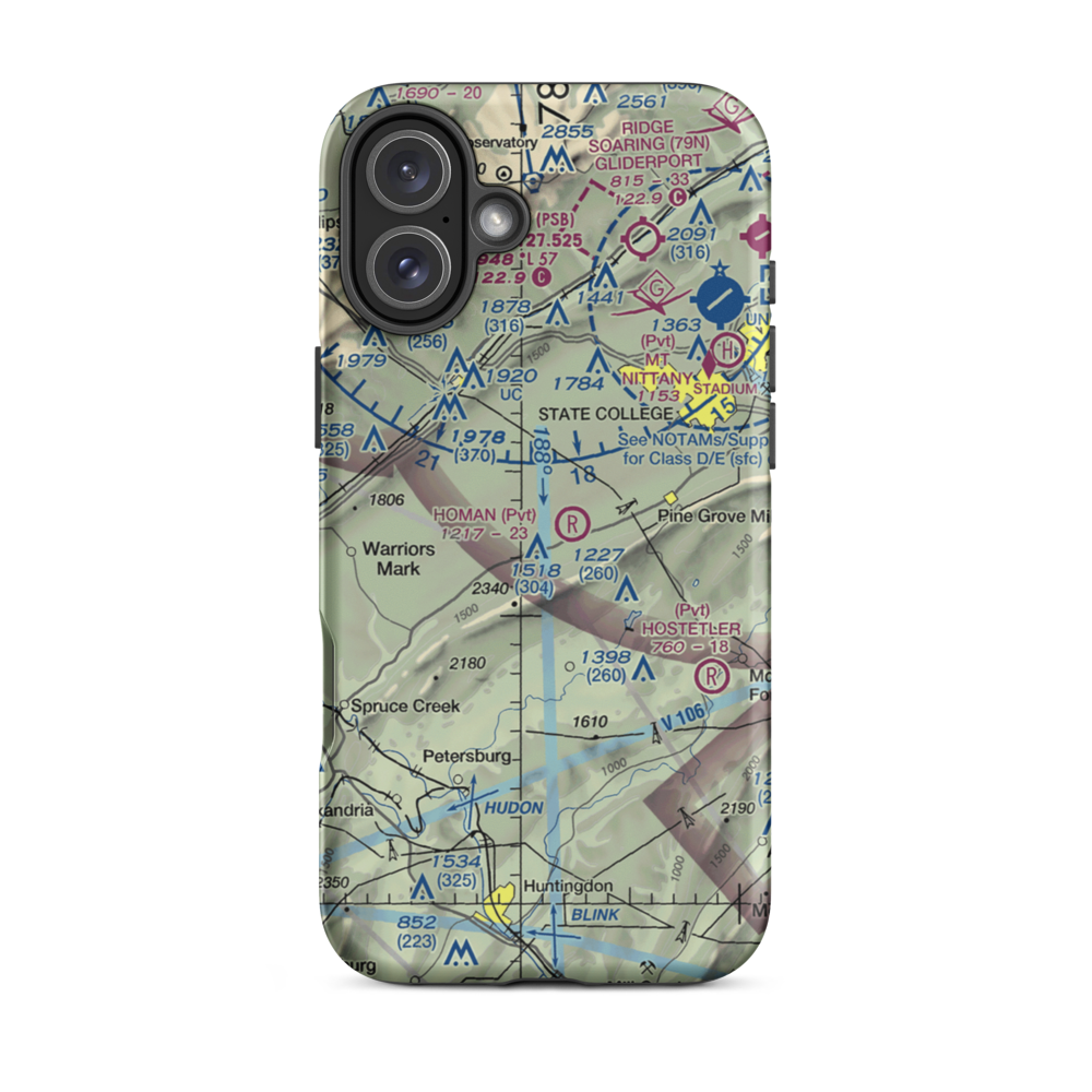 Homan Airport (47PA) VFR Sectional  Tough iPhone Case iPhone 16 Plus model shown