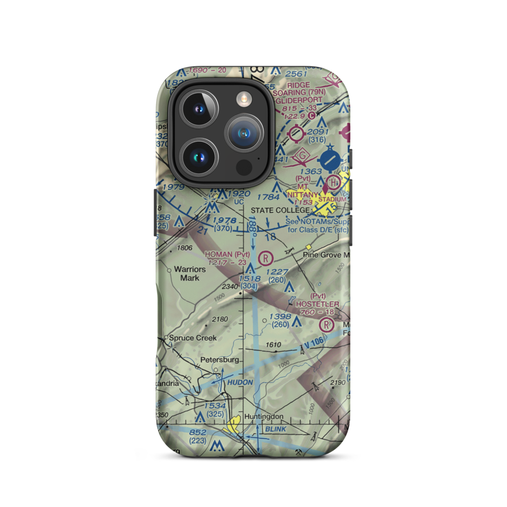Homan Airport (47PA) VFR Sectional  Tough iPhone Case iPhone 16 Pro model shown