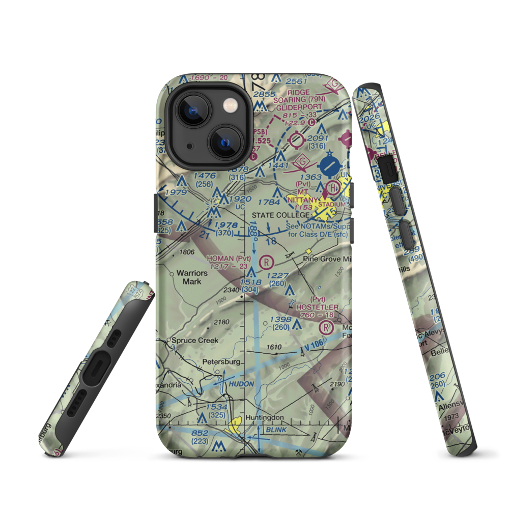 Homan Airport (47PA) VFR Sectional  Tough iPhone Case iPhone 13 model shown