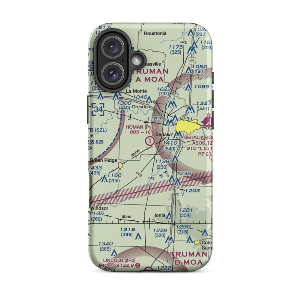 Homan Field (MO08) VFR Sectional  Tough iPhone Case iPhone 16 Plus model shown