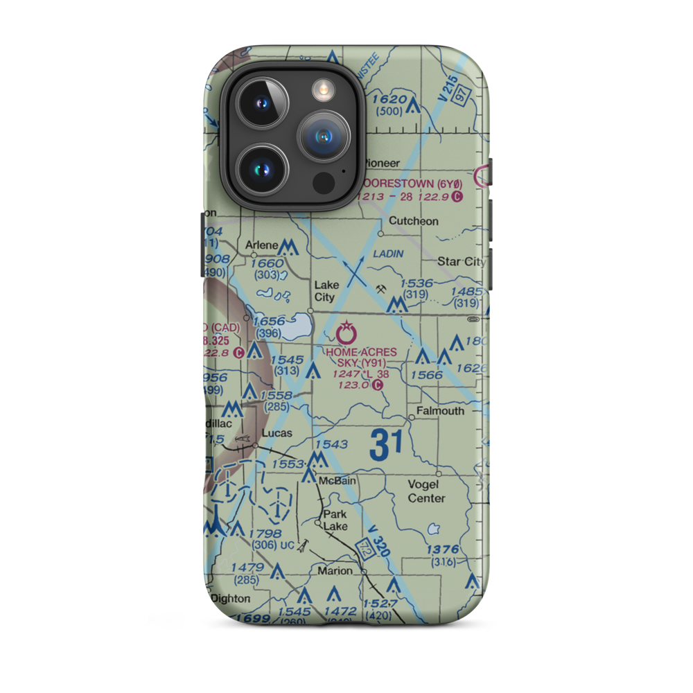 Home Acres Sky Ranch Airport (Y91) VFR Sectional  Tough iPhone Case iPhone 16 Pro Max model shown