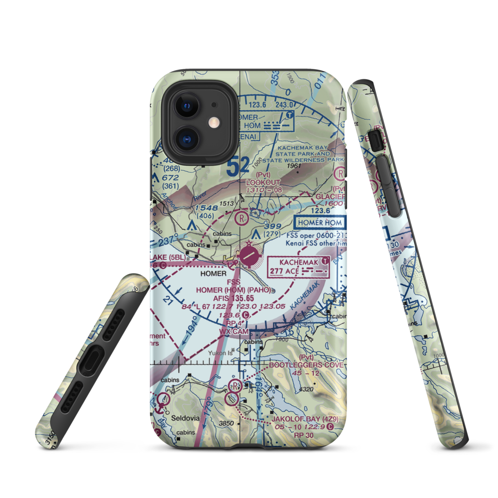 Homer Airport (HOM) VFR Sectional  Tough iPhone Case iPhone 11 model shown