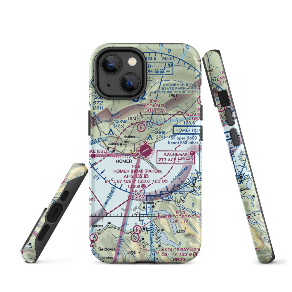 Homer Airport (HOM) VFR Sectional  Tough iPhone Case iPhone 14 model shown