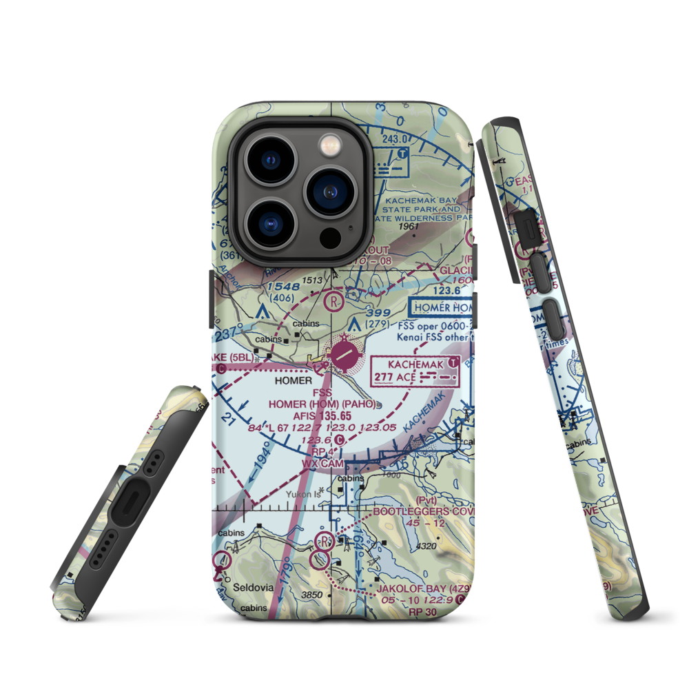 Homer Airport (HOM) VFR Sectional  Tough iPhone Case iPhone 14 Pro model shown