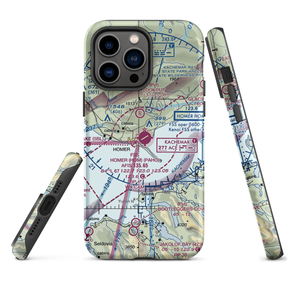 Homer Airport (HOM) VFR Sectional  Tough iPhone Case iPhone 14 Pro Max model shown