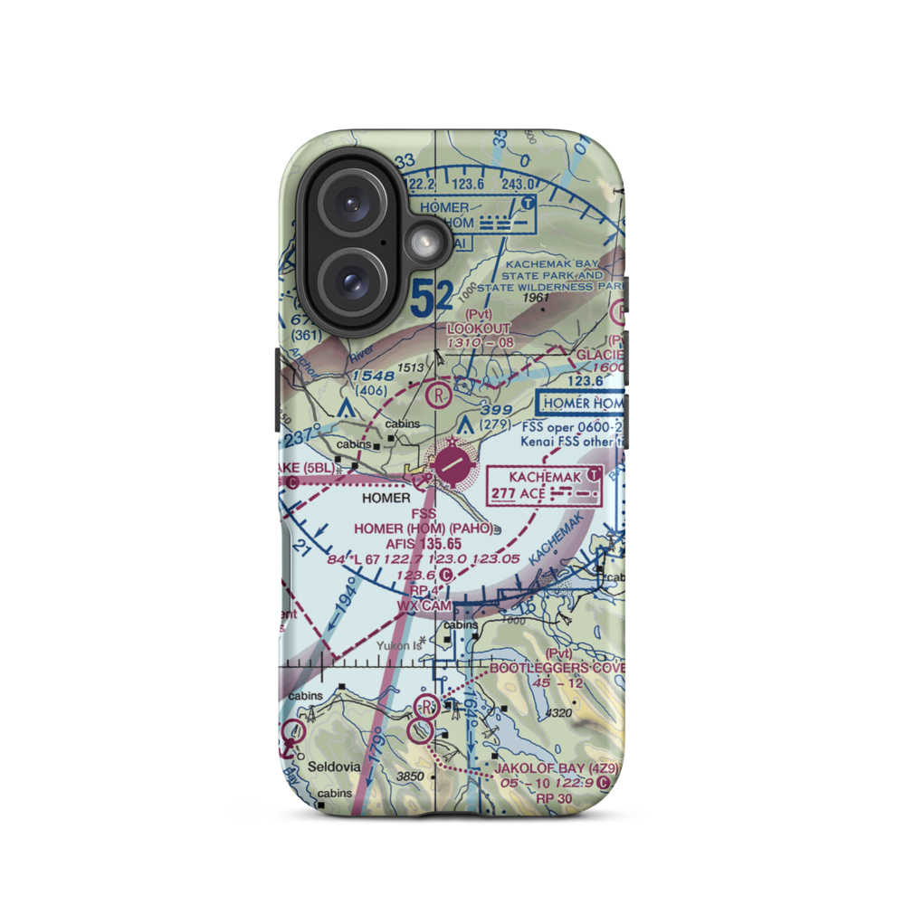 Homer Airport (HOM) VFR Sectional  Tough iPhone Case iPhone 16 model shown