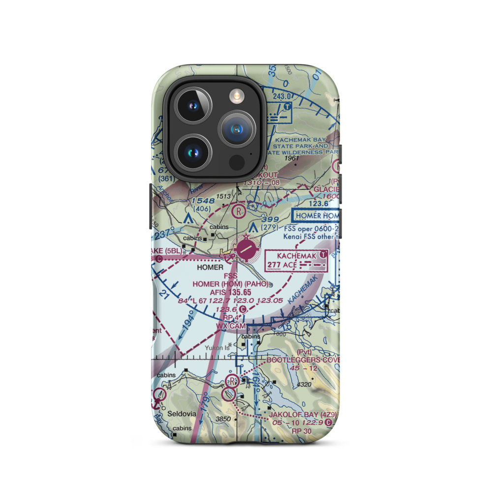 Homer Airport (HOM) VFR Sectional  Tough iPhone Case iPhone 16 Pro model shown