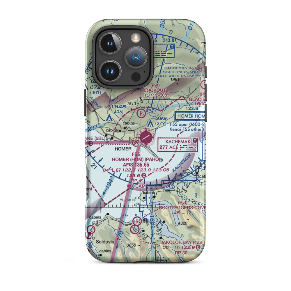 Homer Airport (HOM) VFR Sectional  Tough iPhone Case iPhone 16 Pro Max model shown