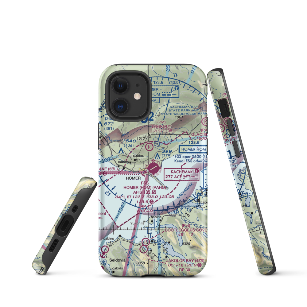 Homer Airport (HOM) VFR Sectional  Tough iPhone Case iPhone 12 mini model shown