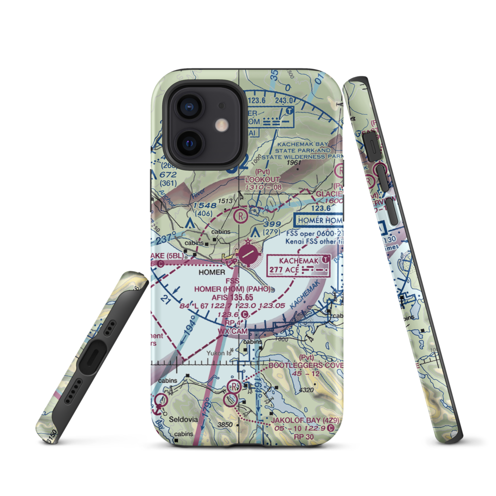 Homer Airport (HOM) VFR Sectional  Tough iPhone Case iPhone 12 model shown
