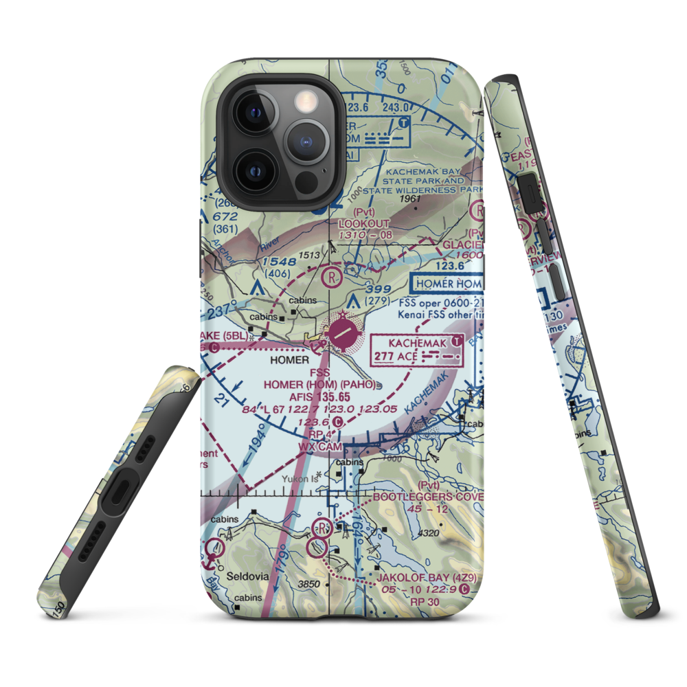 Homer Airport (HOM) VFR Sectional  Tough iPhone Case iPhone 12 Pro Max model shown