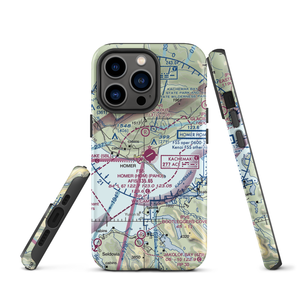 Homer Airport (HOM) VFR Sectional  Tough iPhone Case iPhone 13 Pro model shown