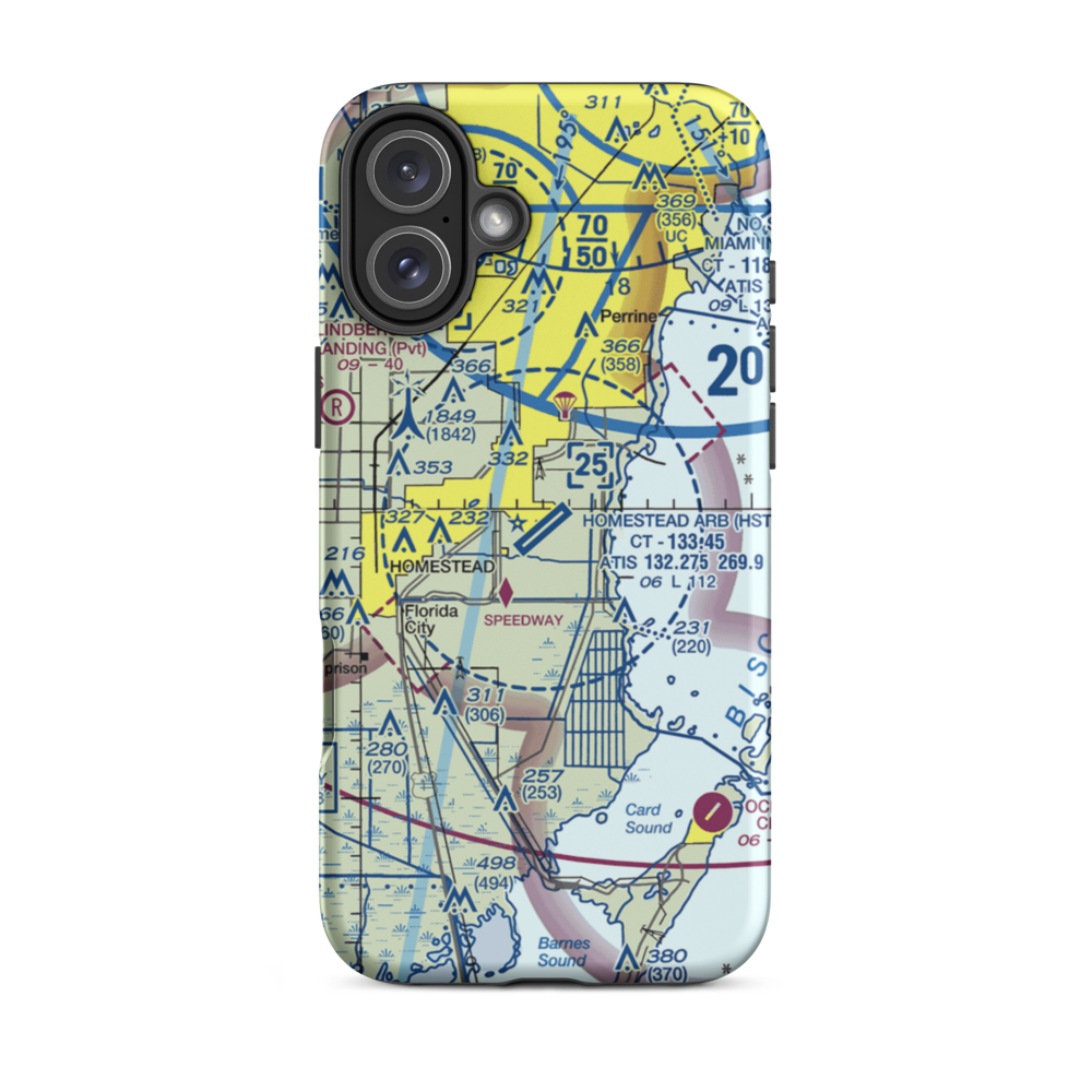 Homestead ARB Airport (HST) VFR Sectional  Tough iPhone Case iPhone 16 Plus model shown