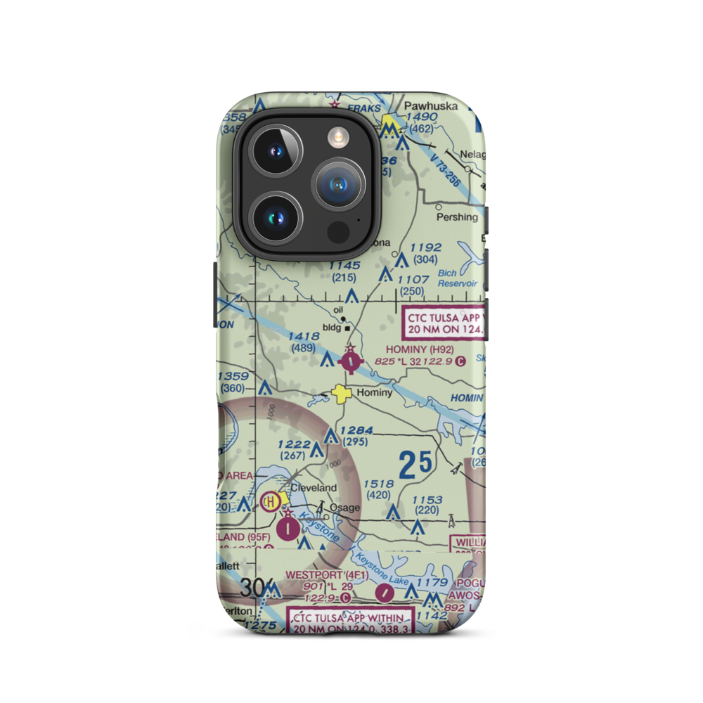Hominy Municipal Airport (H92) VFR Sectional  Tough iPhone Case iPhone 16 Pro model shown