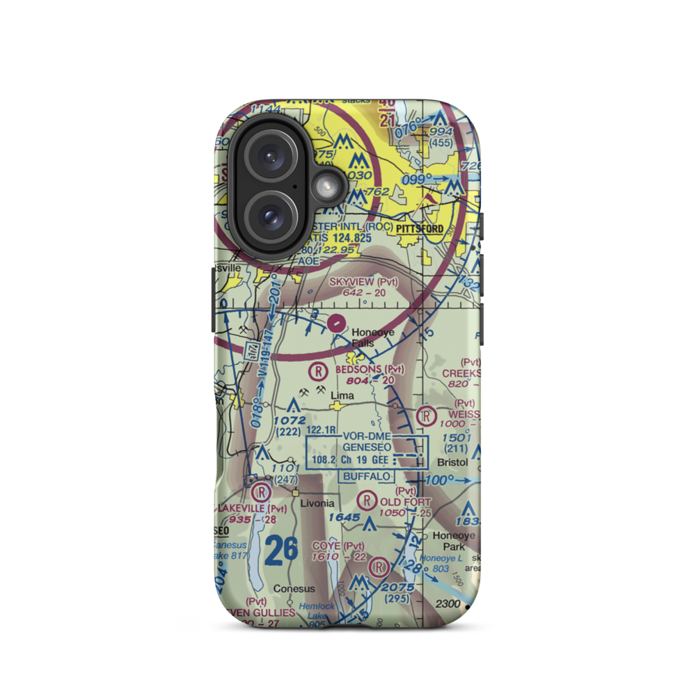 Honeoye Falls Airport (D70) VFR Sectional  Tough iPhone Case iPhone 16 model shown