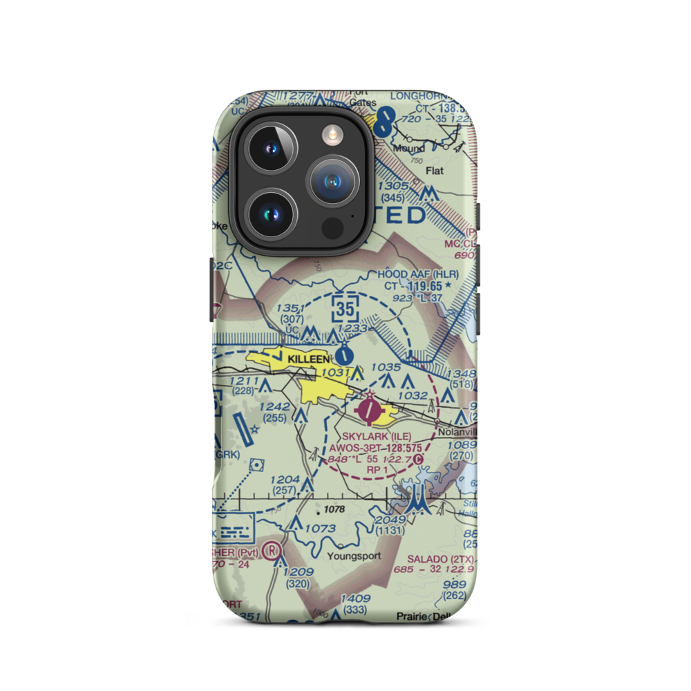 Hood Army Air Field (HLR) VFR Sectional  Tough iPhone Case iPhone 16 Pro model shown