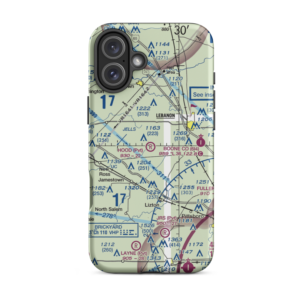 Hood Field (IN25) VFR Sectional  Tough iPhone Case iPhone 16 Plus model shown
