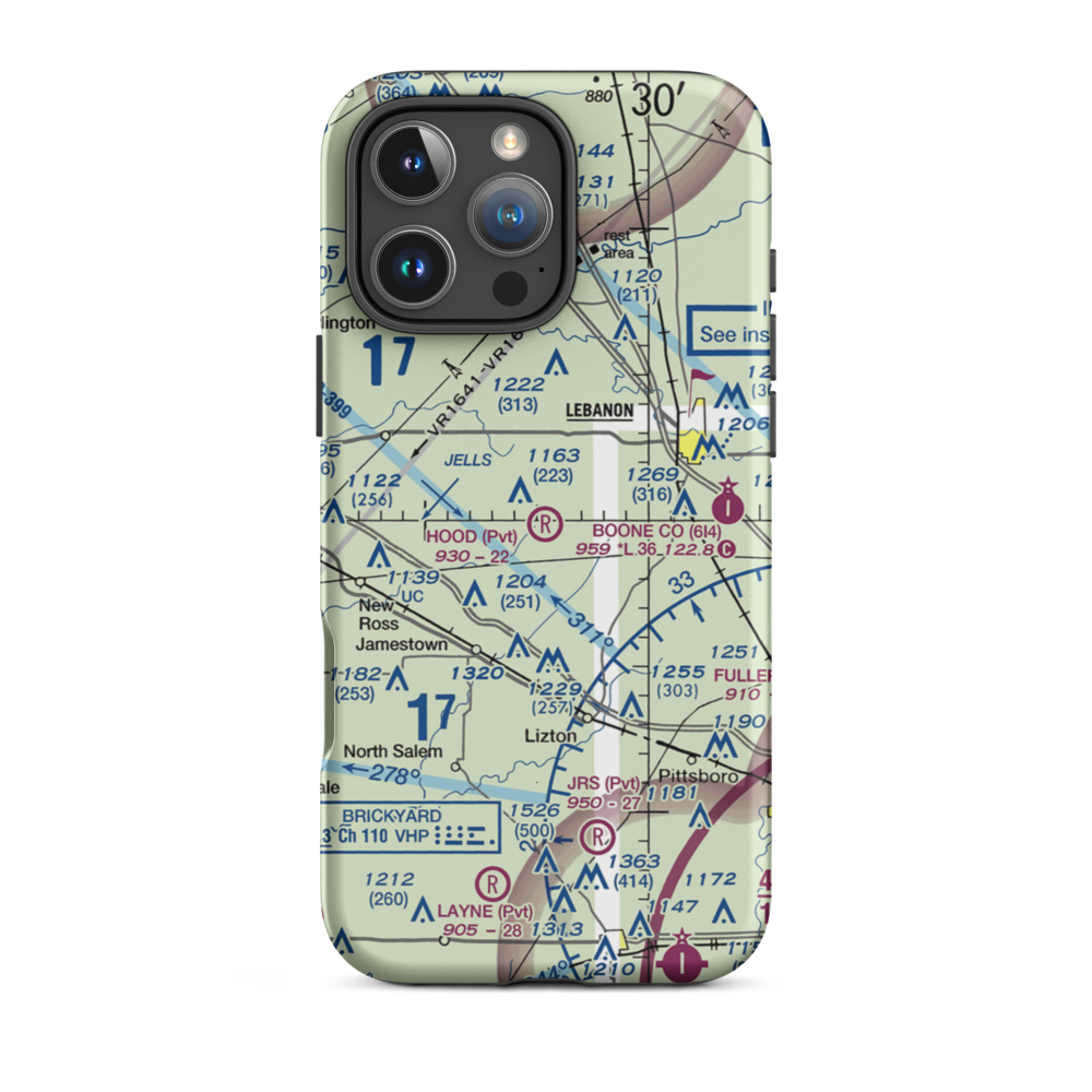 Hood Field (IN25) VFR Sectional  Tough iPhone Case iPhone 16 Pro Max model shown