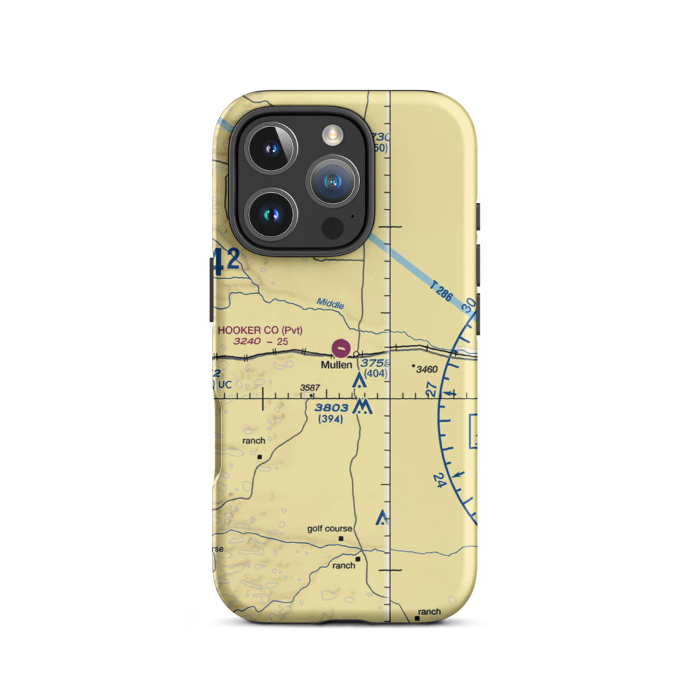 Hooker County Airport (MHN) VFR Sectional  Tough iPhone Case iPhone 16 Pro model shown