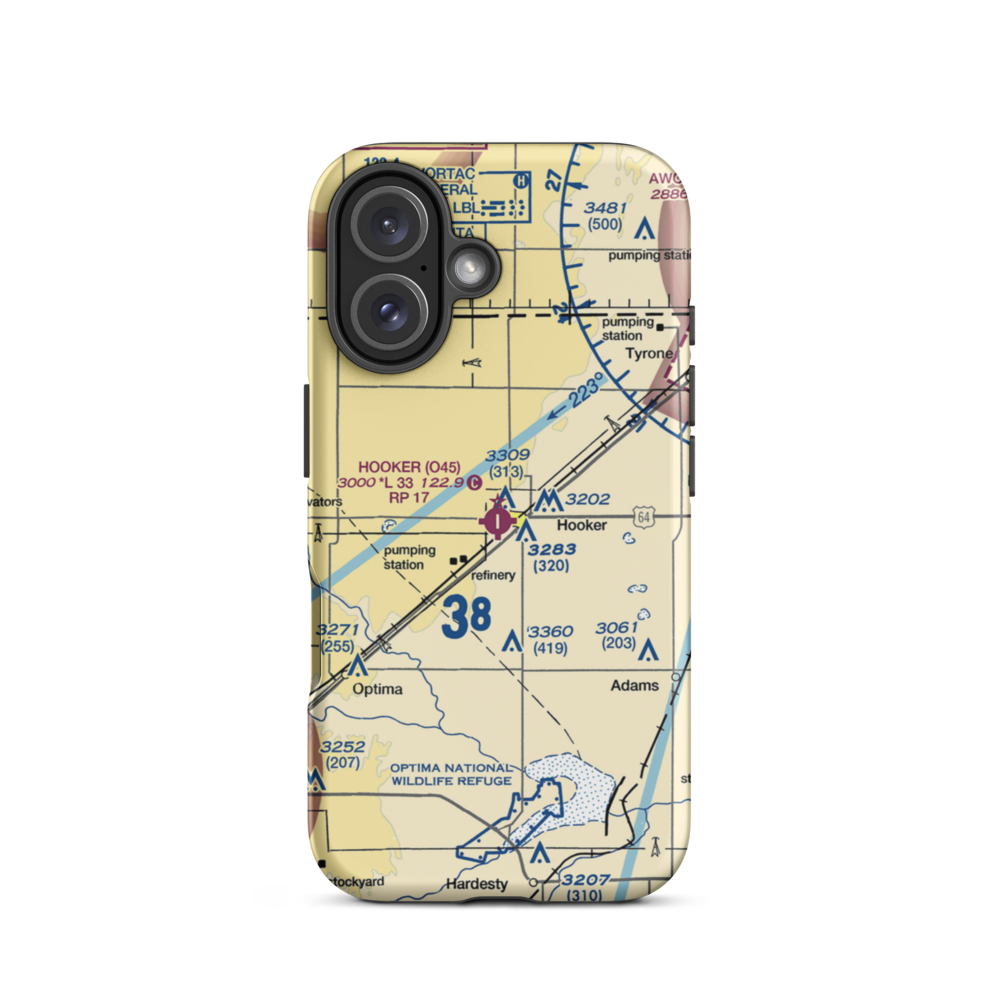 Hooker Municipal Airport (O45) VFR Sectional  Tough iPhone Case iPhone 16 model shown