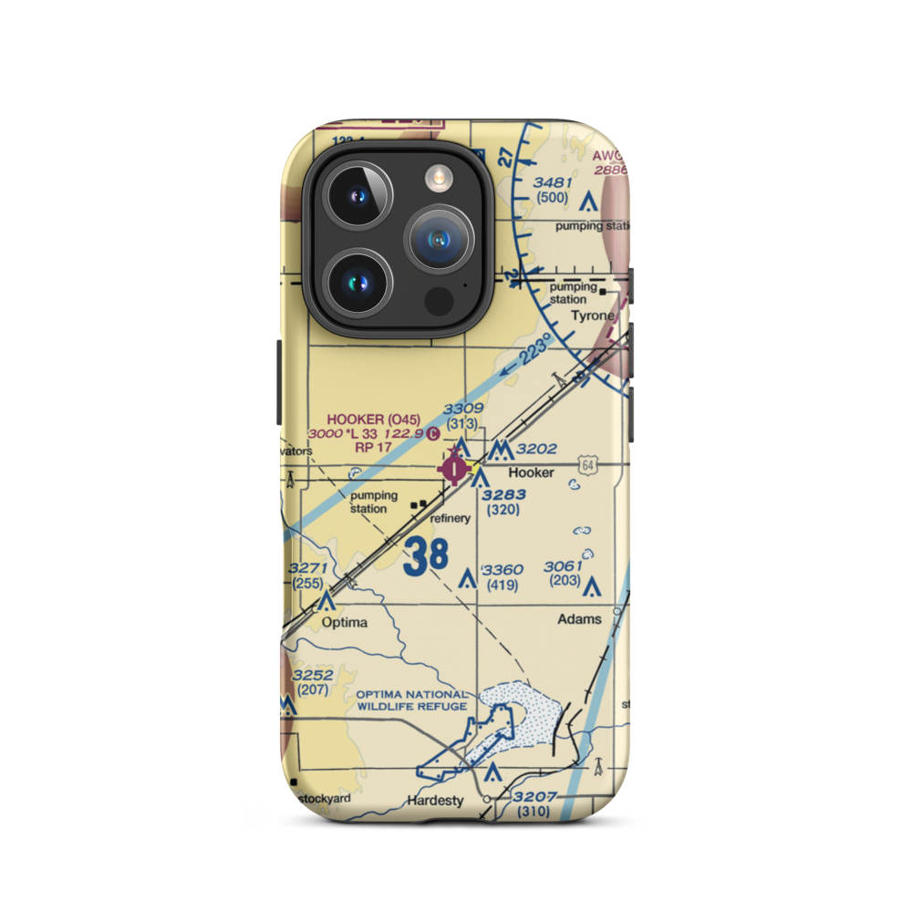 Hooker Municipal Airport (O45) VFR Sectional  Tough iPhone Case iPhone 16 Pro model shown
