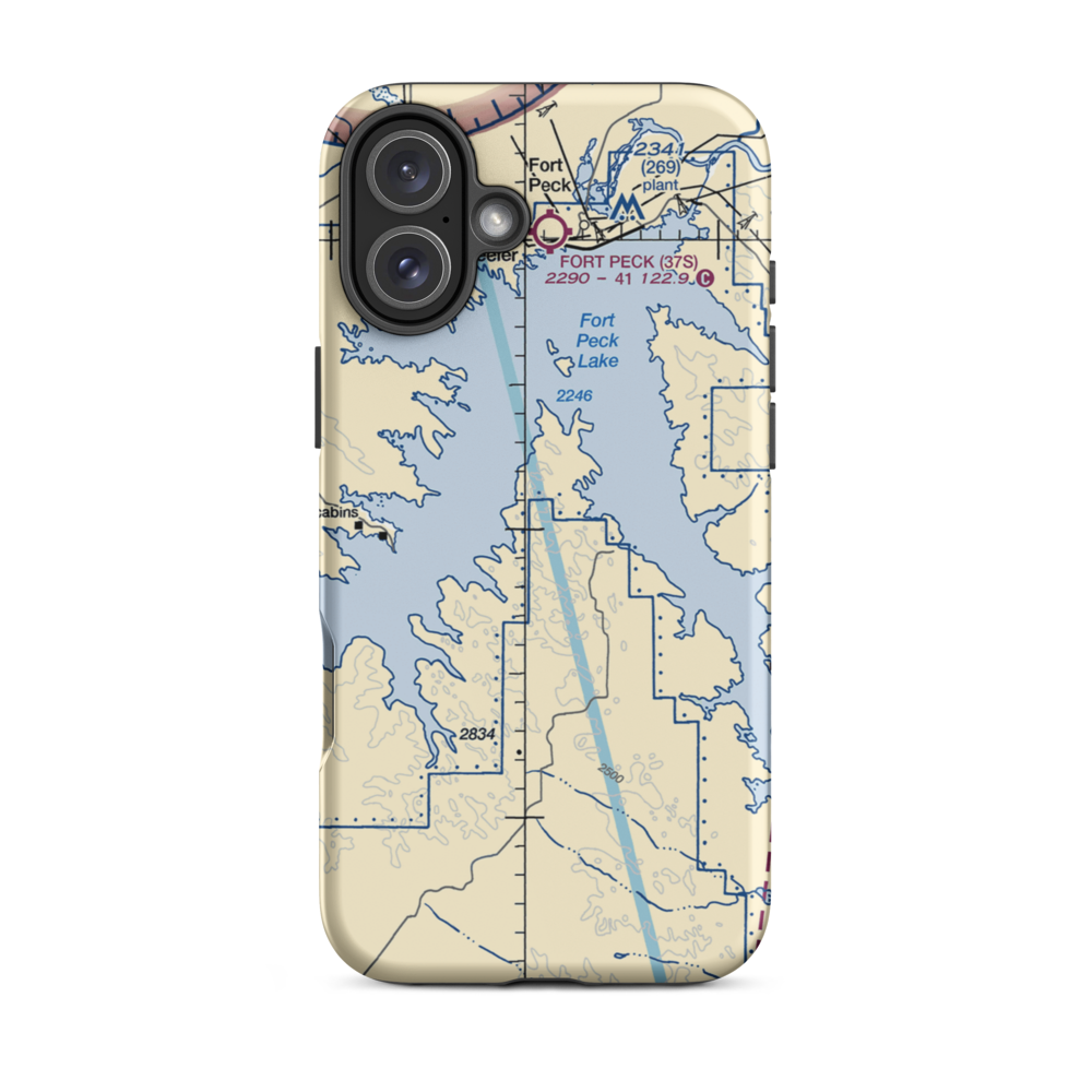 Hoolie Airport (10MT) VFR Sectional  Tough iPhone Case iPhone 16 Plus model shown