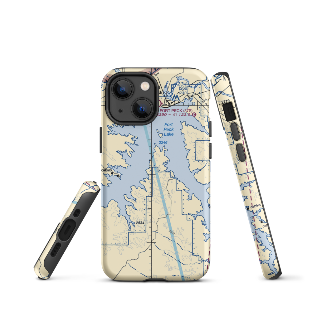 Hoolie Airport (10MT) VFR Sectional  Tough iPhone Case iPhone 13 mini model shown