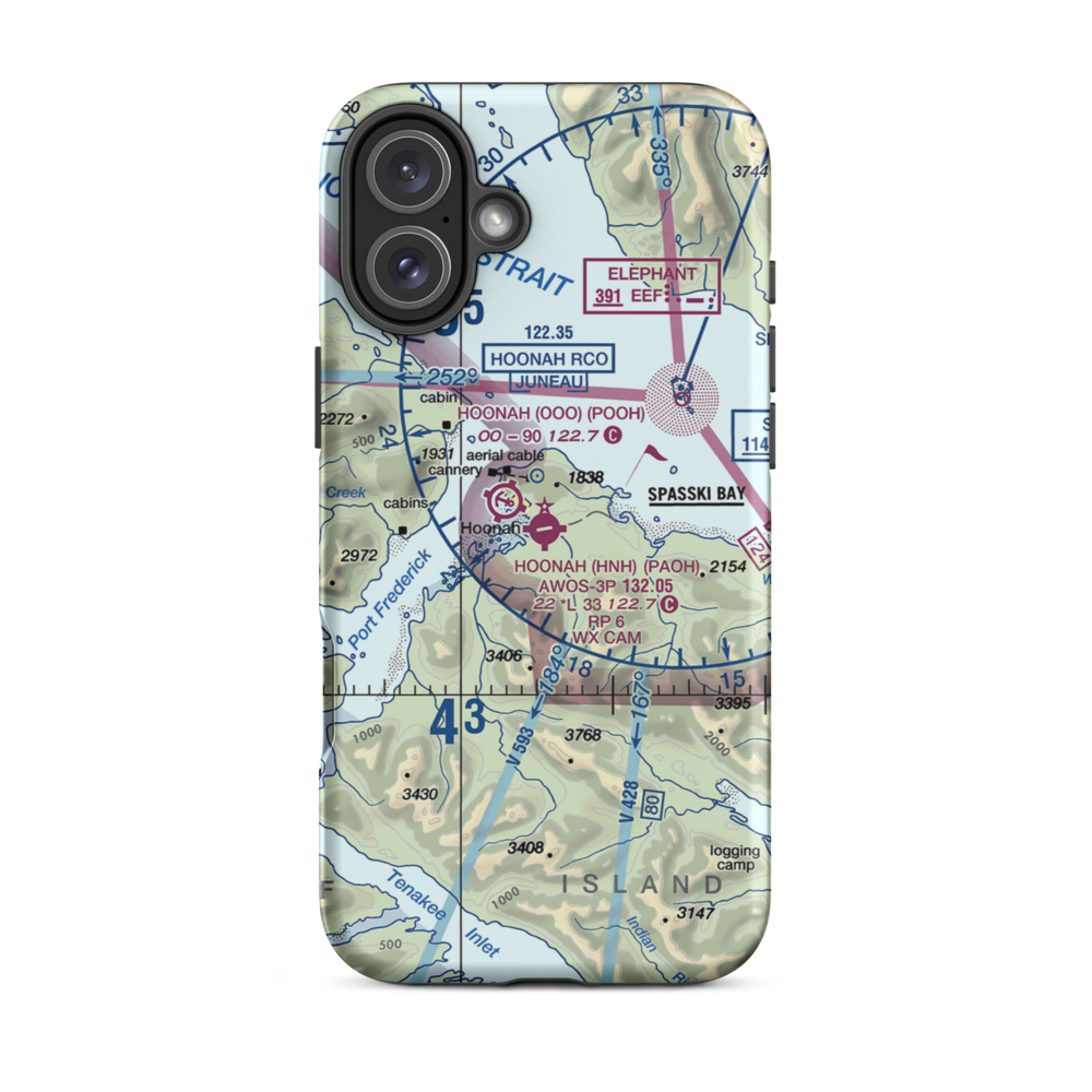 Hoonah Airport (HNH) VFR Sectional  Tough iPhone Case iPhone 16 Plus model shown