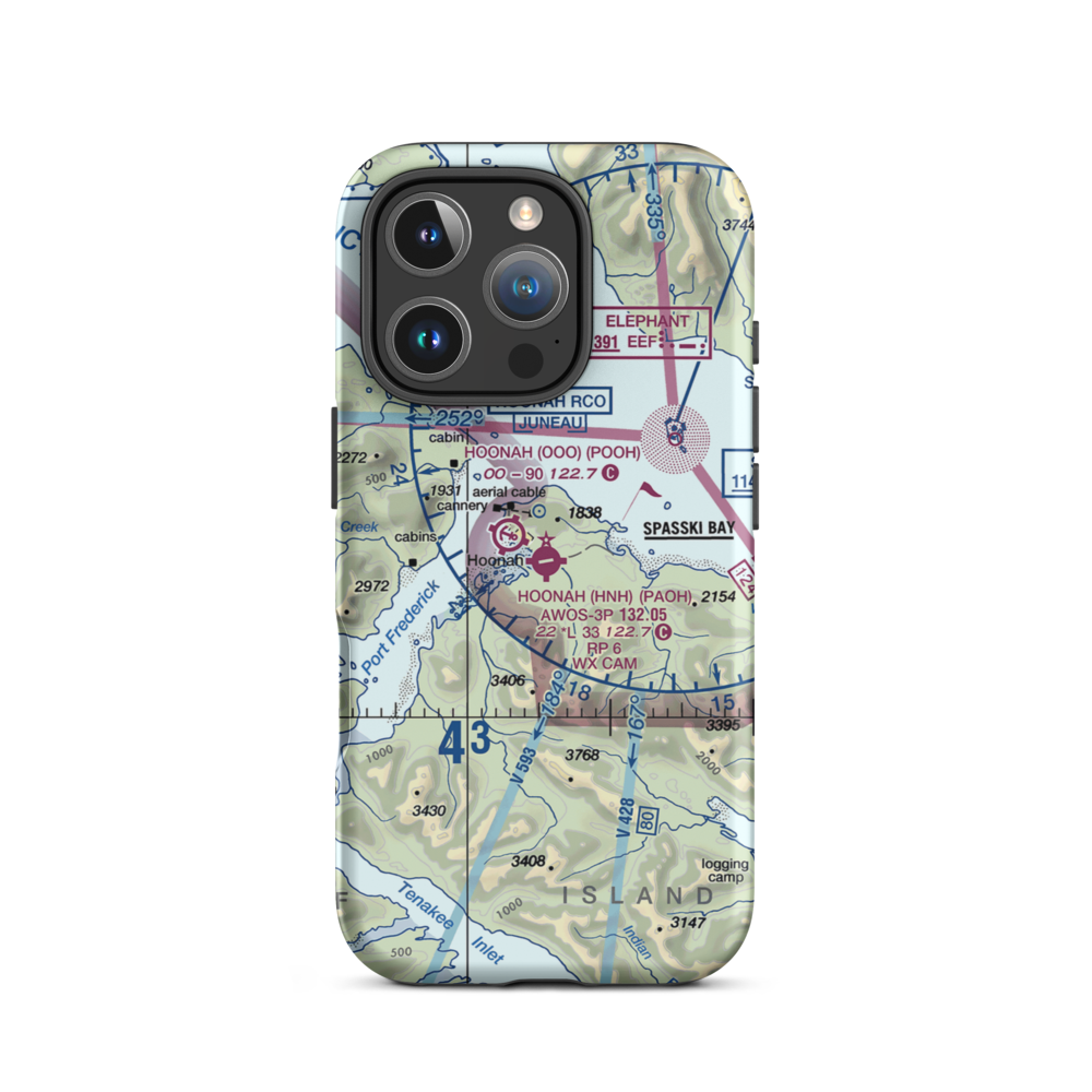 Hoonah Airport (HNH) VFR Sectional  Tough iPhone Case iPhone 16 Pro model shown