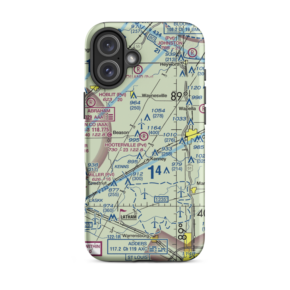 Hooterville Airport (7IS3) VFR Sectional  Tough iPhone Case iPhone 16 Plus model shown