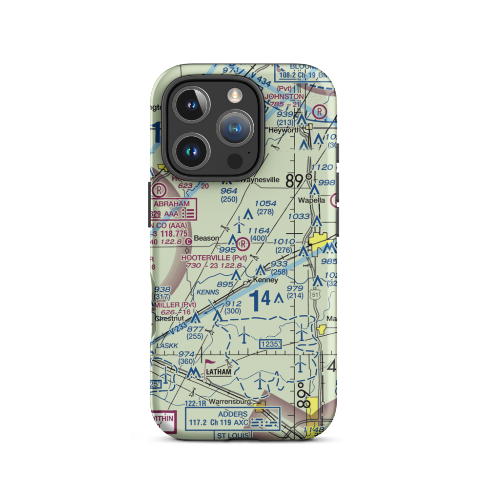 Hooterville Airport (7IS3) VFR Sectional  Tough iPhone Case iPhone 16 Pro model shown