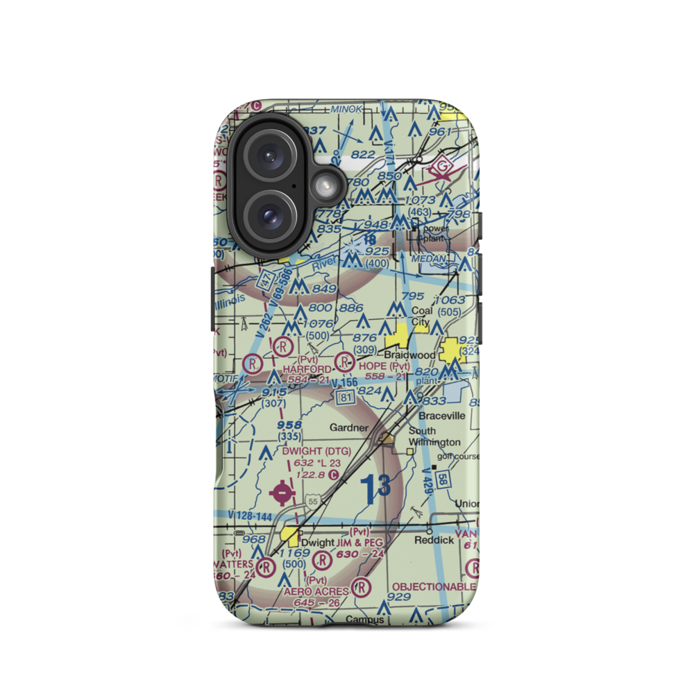 Hope Field (5IL5) VFR Sectional  Tough iPhone Case iPhone 16 model shown