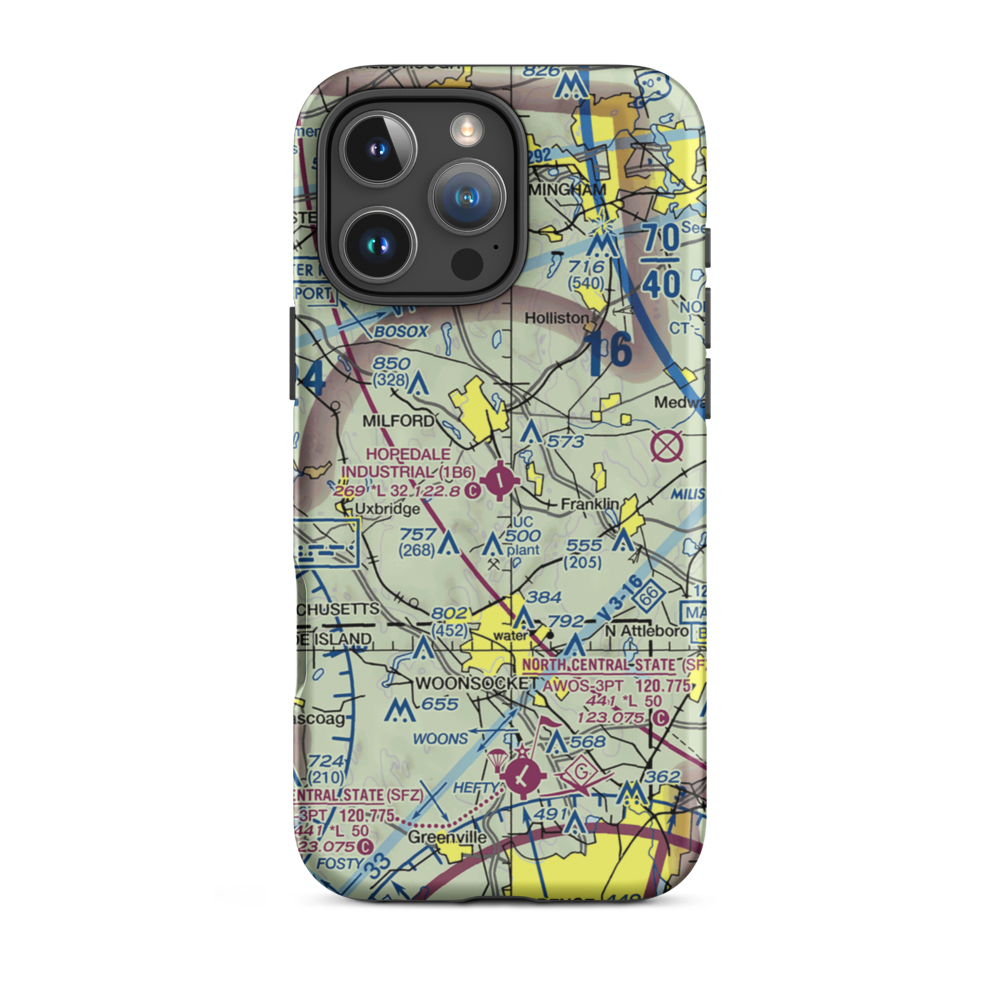 Hopedale Industrial Park Airport (1B6) VFR Sectional  Tough iPhone Case iPhone 16 Pro Max model shown