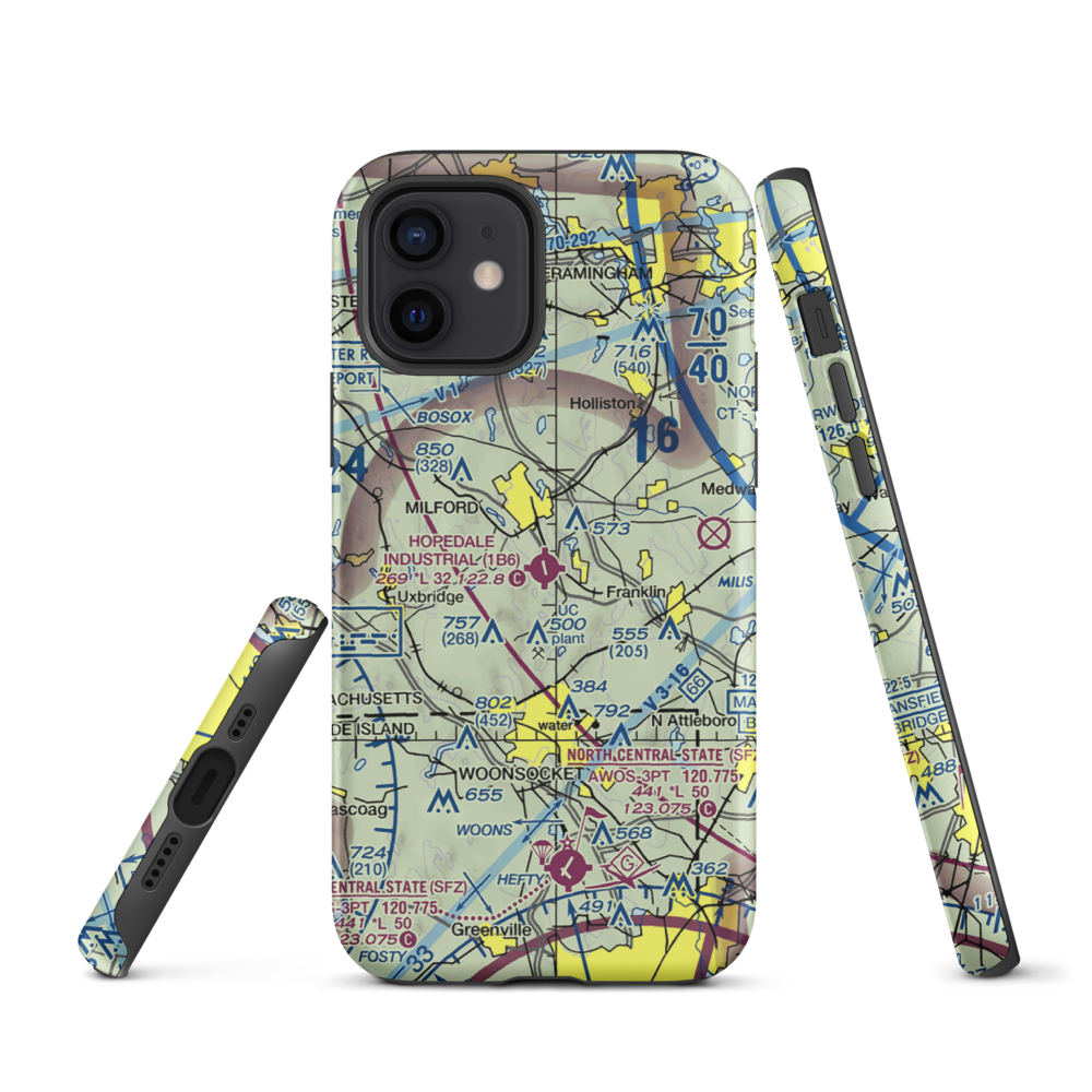 Hopedale Industrial Park Airport (1B6) VFR Sectional  Tough iPhone Case iPhone 12 model shown