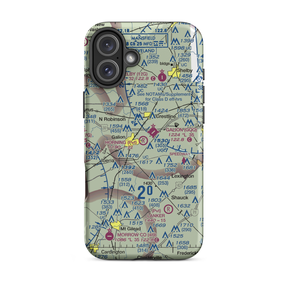 Horning Airport (OH21) VFR Sectional  Tough iPhone Case iPhone 16 Plus model shown