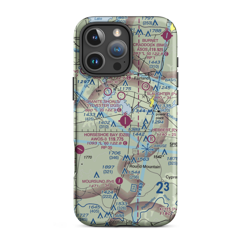 Horseshoe Bay Resort Airpark (DZB) VFR Sectional  Tough iPhone Case iPhone 16 Pro Max model shown