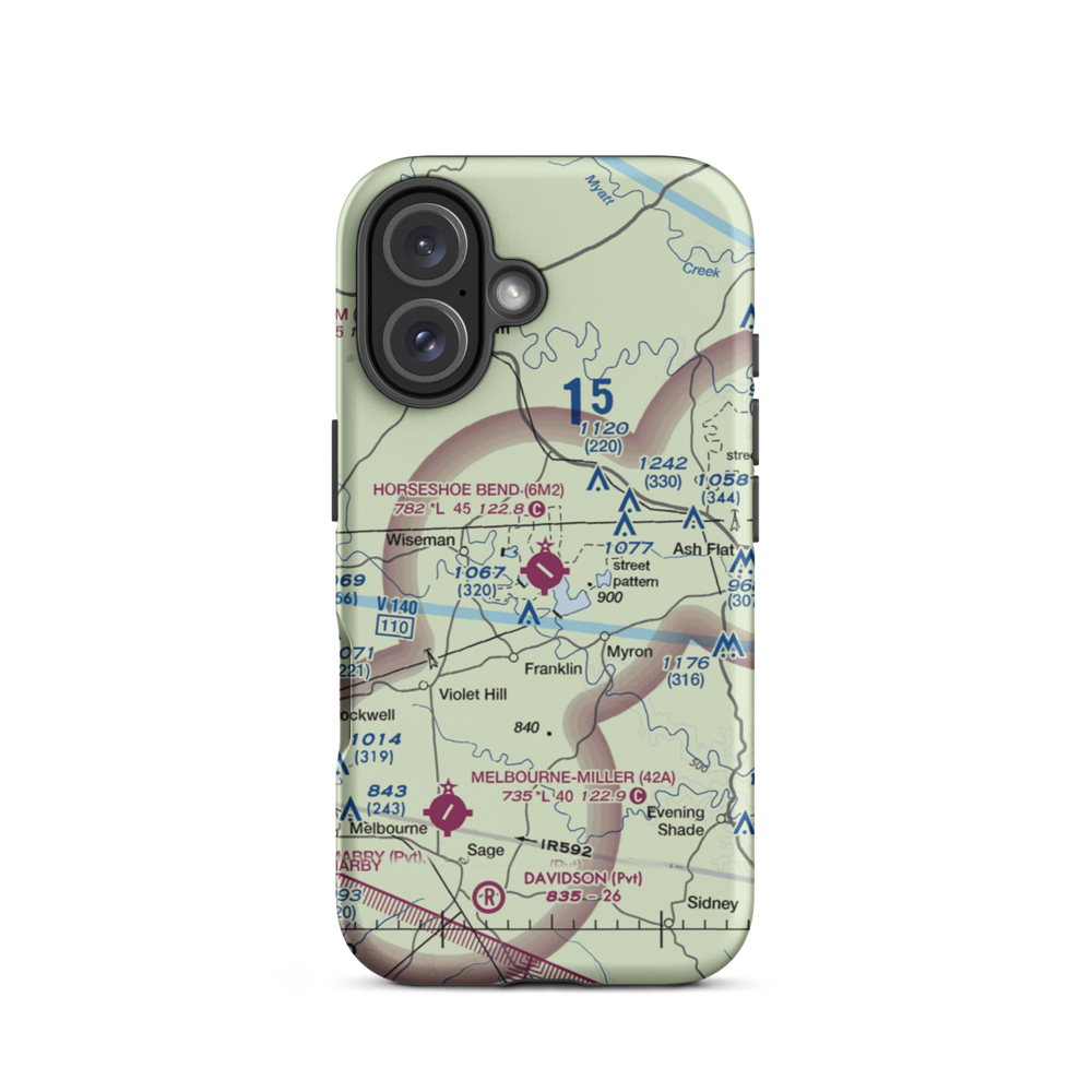 Horseshoe Bend Airport (6M2) VFR Sectional  Tough iPhone Case iPhone 16 model shown