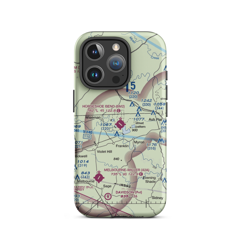 Horseshoe Bend Airport (6M2) VFR Sectional  Tough iPhone Case iPhone 16 Pro model shown