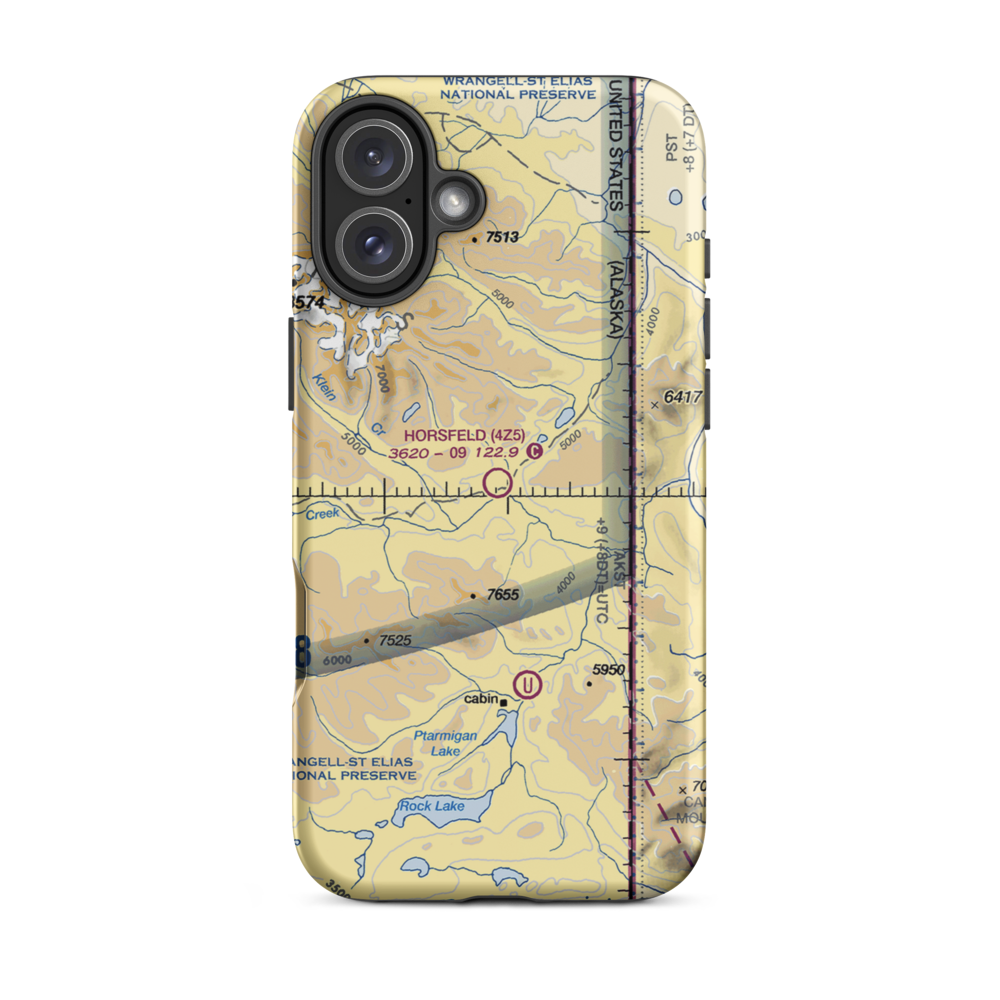 Horsfeld Airport (4Z5) VFR Sectional  Tough iPhone Case iPhone 16 Plus model shown