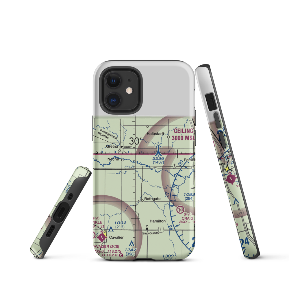 Horsley Airstrip (NA67) VFR Sectional  Tough iPhone Case iPhone 12 mini model shown