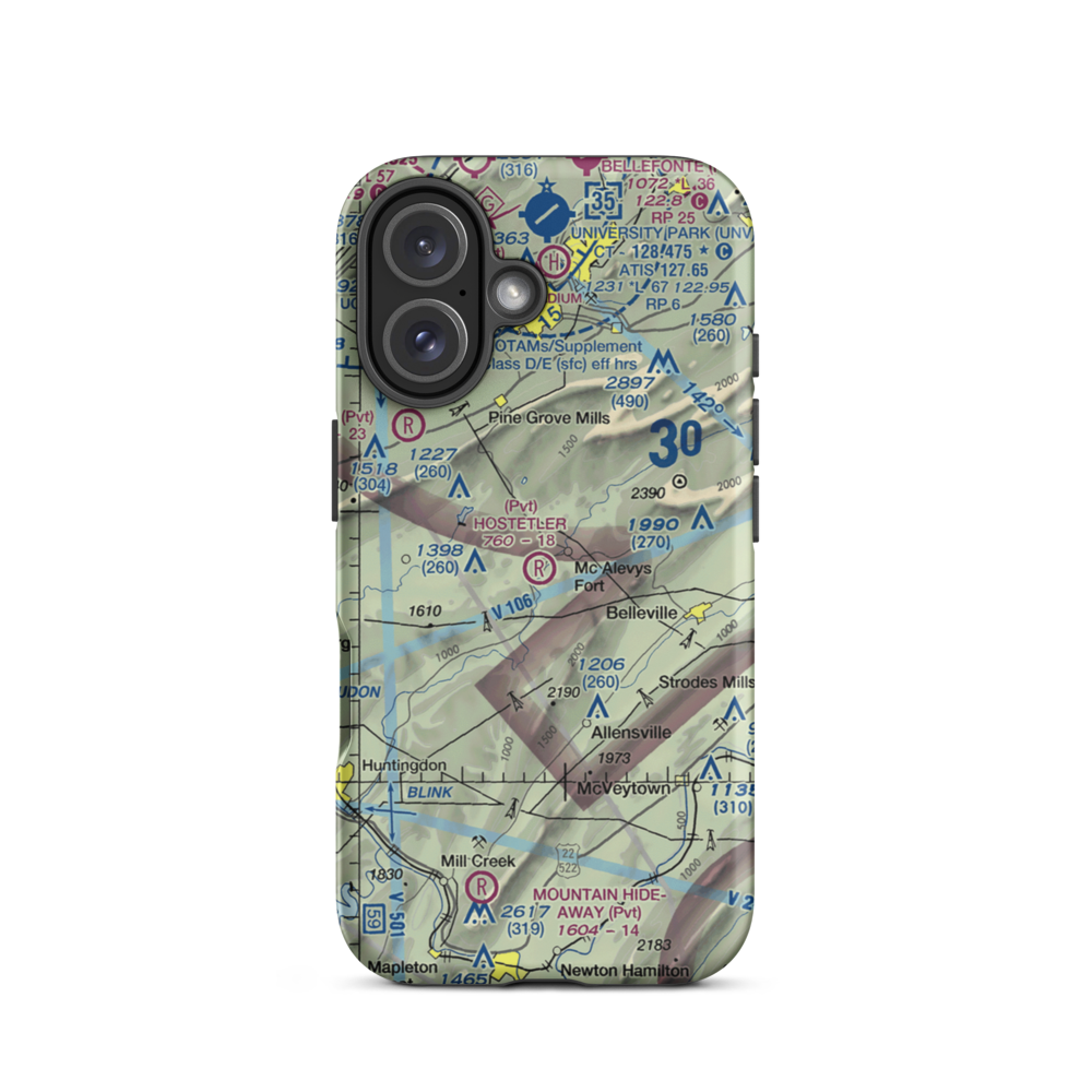 Hostetler Airport (0PA6) VFR Sectional  Tough iPhone Case iPhone 16 model shown