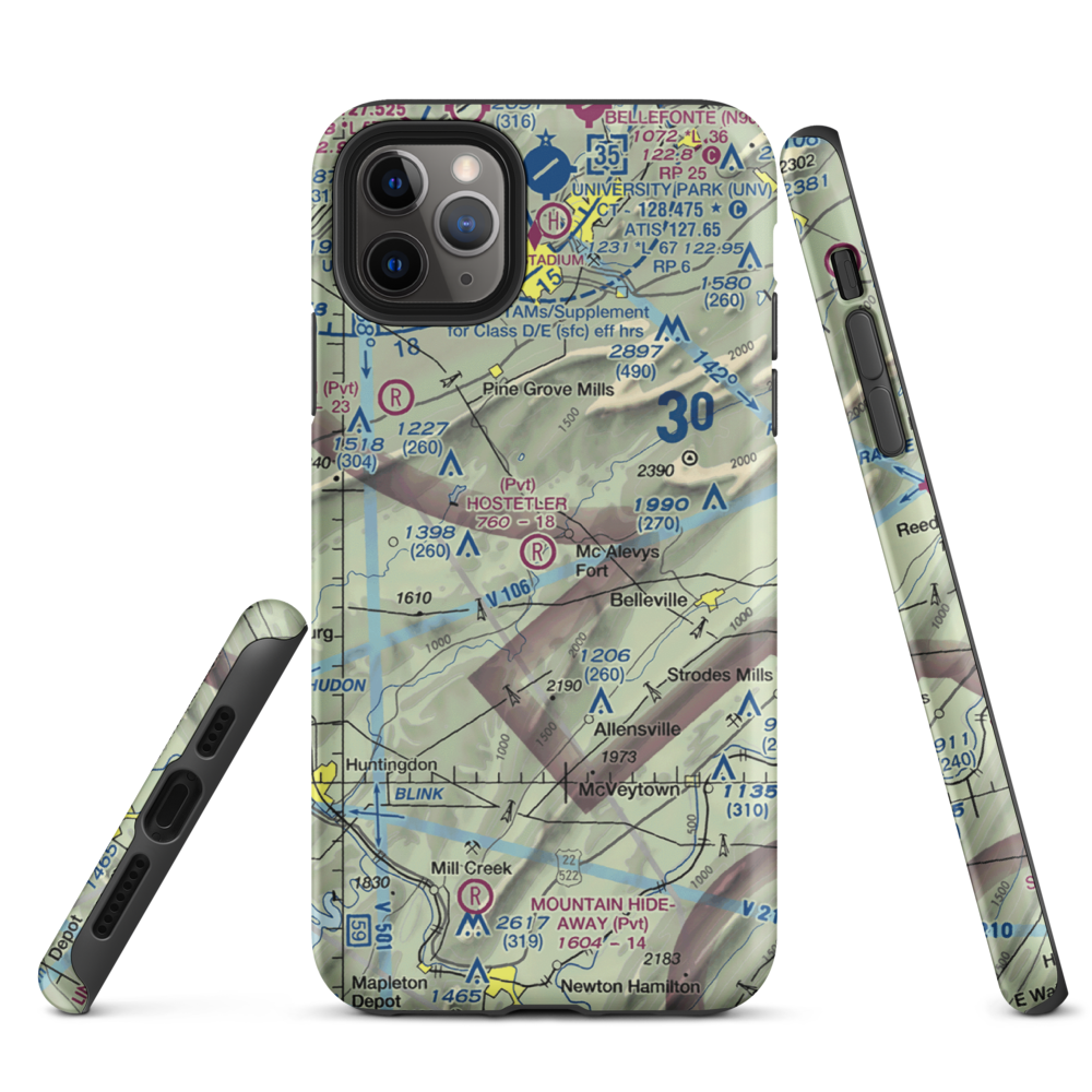 Hostetler Airport (0PA6) VFR Sectional  Tough iPhone Case iPhone 11 Pro Max model shown